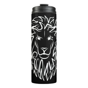Schwarz-Weiß-Tribal-Lion Thermosbecher