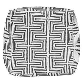 Schwarz-Weiß-Tribal Maze African Mud Tuch Hocker