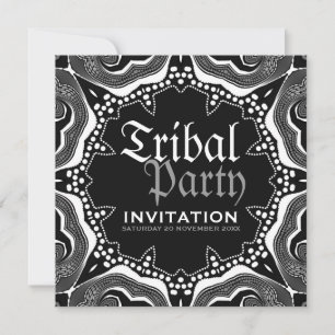 Schwarz-Weiß-Tribal-Mittelalter-Gotik-Party Einladung