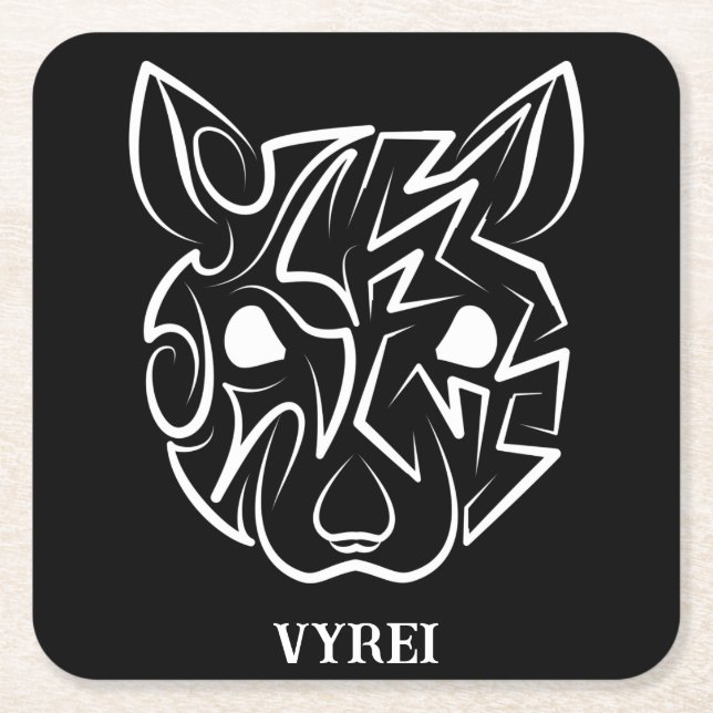 Schwarz-Weiß-Tribal Rechteckiger Pappuntersetzer (Vorderseite)