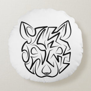 Schwarz-Weiß-Tribal Rundes Kissen
