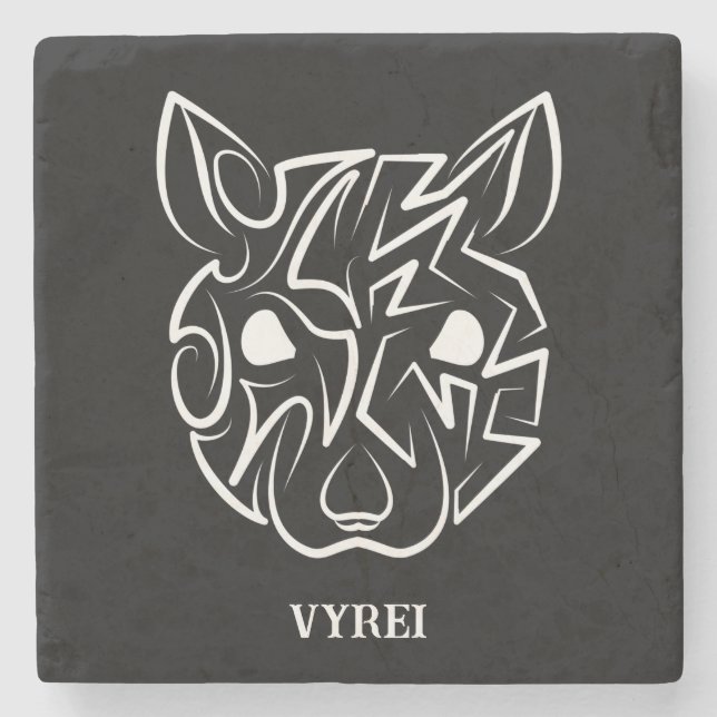 Schwarz-Weiß-Tribal Steinuntersetzer (Vorderseite)