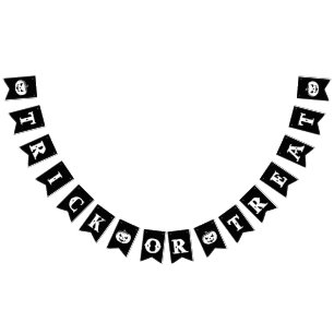 Schwarz-Weiß-Trick oder Halloween-Party behandeln Wimpelkette