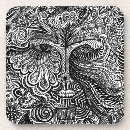 Schwarz-Weiß-Trippy-Line-Portrait Getränkeuntersetzer