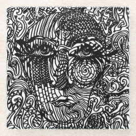 Schwarz-Weiß-Trippy-Line-Portrait Glasuntersetzer