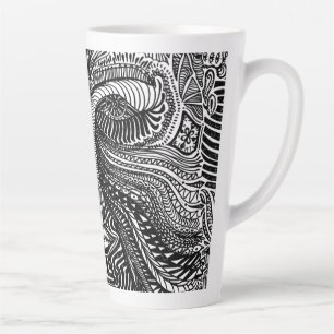Schwarz-Weiß-Trippy-Line-Portrait Milchtasse
