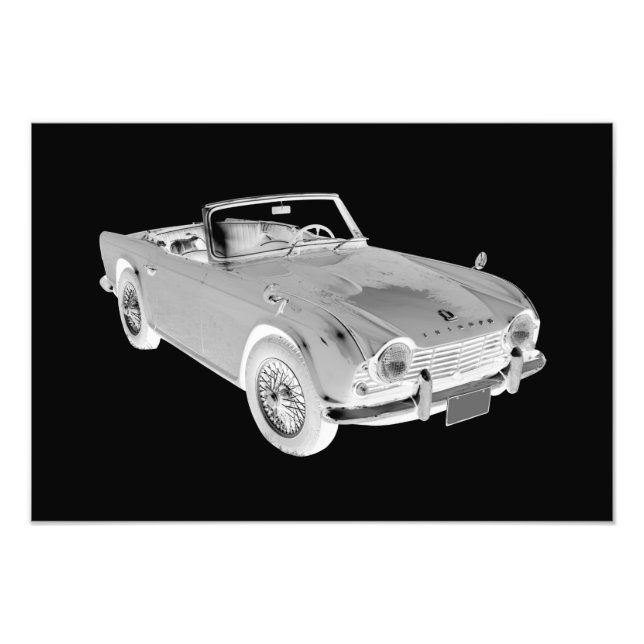 Schwarz-Weiß-Triumph Tr4 Sportwagen Fotodruck (Vorne)