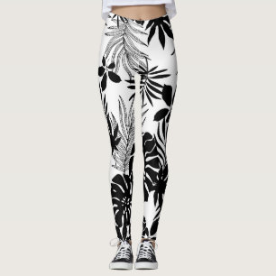Schwarz-Weiß-Tropen: Silhouette Natur Leggings