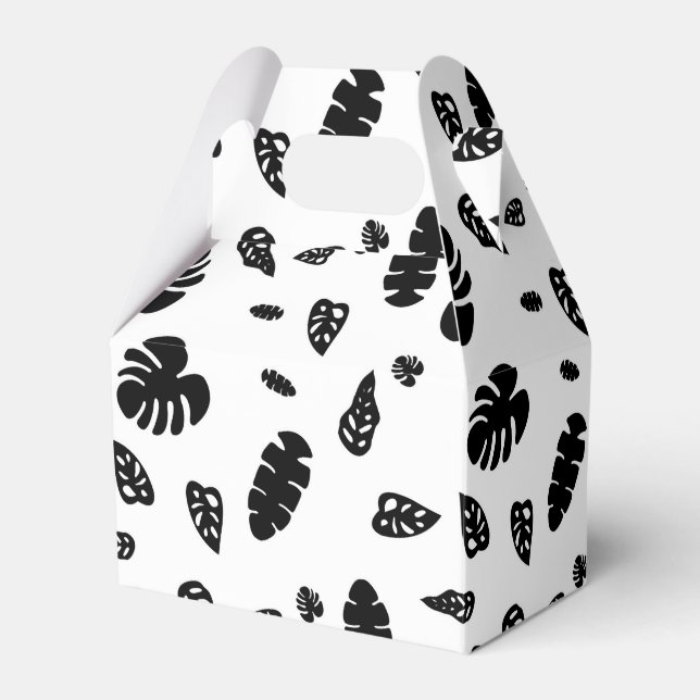 Schwarz-Weiß-Tropical Summer Blätter Muster Geschenkschachtel (Vorderseite)