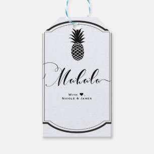 Schwarz Weiß Tropisch Ananas Gefallen MAHALO ALOHA Geschenkanhänger