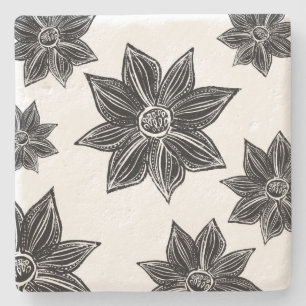 Schwarz-Weiß-tropische Blume Steinuntersetzer