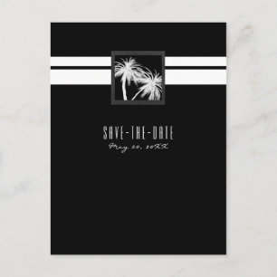 Schwarz & Weiß Tropische Palme Modern Hochzeitsein Ankündigungspostkarte