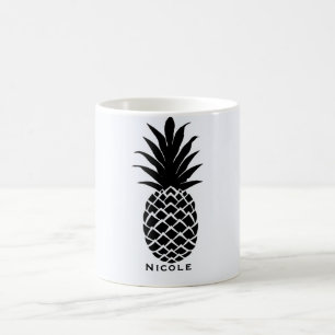 Schwarz & Weiß Tropisches Ananas Elegantes Chic Kaffeetasse