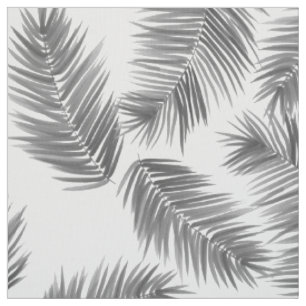 Schwarz-Weiß-tropisches Palm-Blätter-Muster Stoff