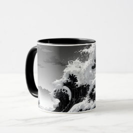 Schwarz-Weiß-Tsunami Tasse