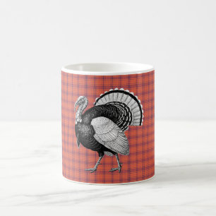 Schwarz-Weiß-Türkei Karierter Erntedank in Orange Kaffeetasse