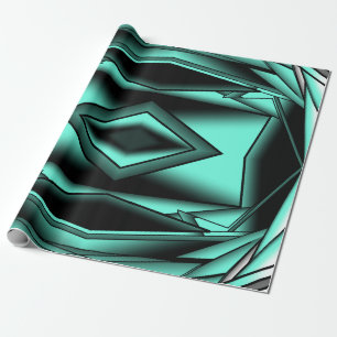 Schwarz-weiß Türkis Ombre Moderne Abstrakte Kunst Geschenkpapier
