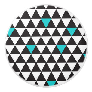 Schwarz Weiß Türkis Türkis Geometrische Dreiecke Keramikknauf
