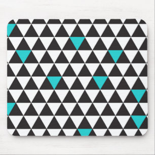 Schwarz Weiß Türkis Türkis Geometrische Dreiecke Mousepad