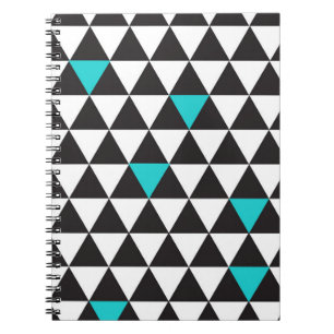Schwarz Weiß Türkis Türkis Geometrische Dreiecke Notizblock