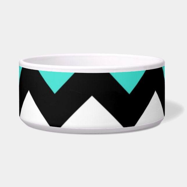 Schwarz-weiß Türkis Zigzag Napf (Vorderseite)