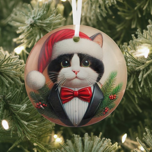 Schwarz-Weiß-Tuxedo-Glas Ornament Aus Glas (InSitu)