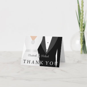 Schwarz-weiß Tuxedo Gown Generic Bridal Vielen Dan Dankeskarte