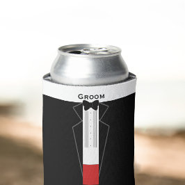 Schwarz-Weiß-Tuxedo Groom Wedding kann kühler Dosenkühler