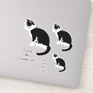 Schwarz-Weiß-Tuxedo-Katzen-Aufkleber-Set Aufkleber