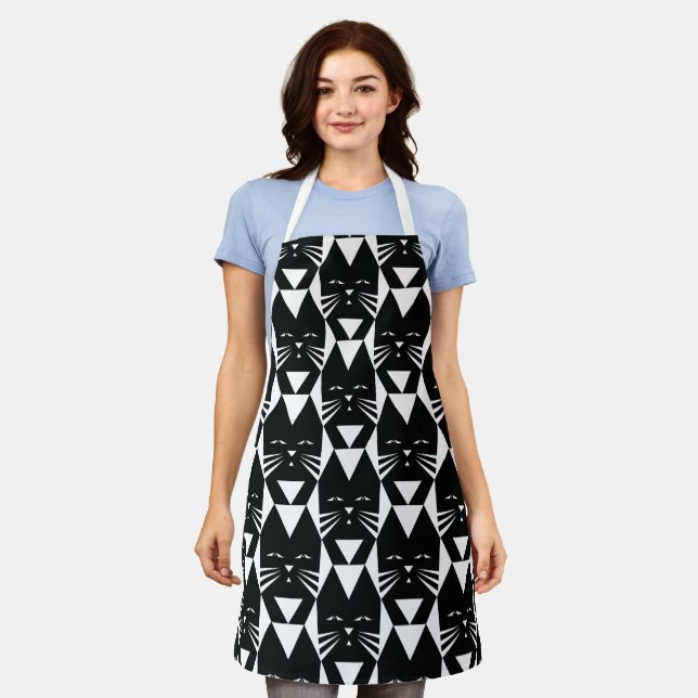 Schwarz-Weiß-Tuxedo-Katzen Funny Geometric Schürze (Getragen)