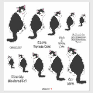 Schwarz-Weiß-Tuxedo-Katzenaufkleber-Set Aufkleber