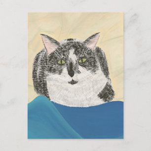 Schwarz-Weiß-Tuxedo-Katzenmalerei Postkarten