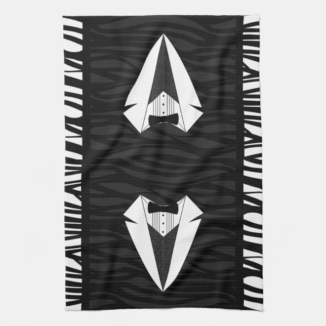 Schwarz/Weiß-Tuxedo Küchentuch (Vertikal)