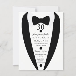Schwarz-Weiß Tuxedo Mens 30. Geburtstag Einladung