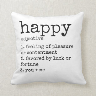 Schwarz-Weiß-Typografie Happy Kissen