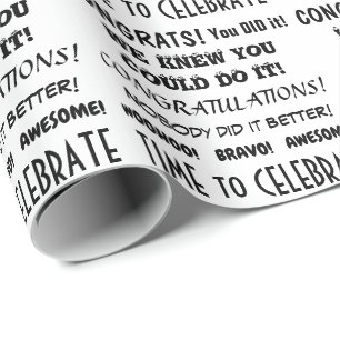 Schwarz-Weiß-Typografie Herzlichen Glückwunsch Geschenkpapier