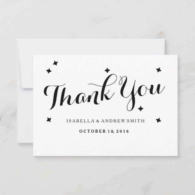 Schwarz-Weiß-Typografie Hochzeit Danke-Karte Dankeskarte (Vorderseite)
