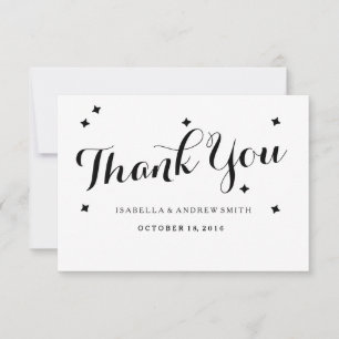 Schwarz-Weiß-Typografie Hochzeit Danke-Karte Dankeskarte