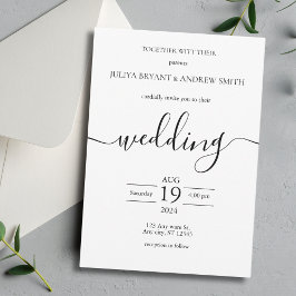 Schwarz-Weiß-Typografie-Hochzeit Einladung