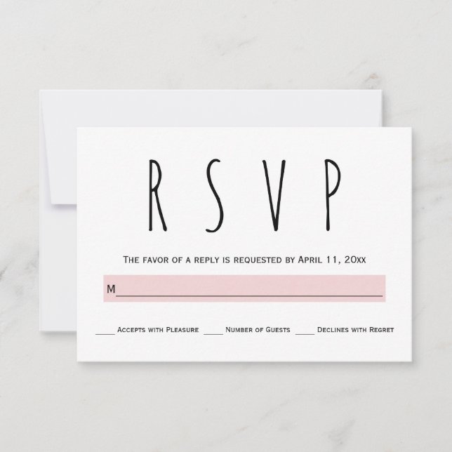 Schwarz-Weiß-Typografie-Hochzeit RSVP (Vorderseite)