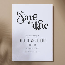 Schwarz-Weiß-Typografie-Hochzeit Save The Date