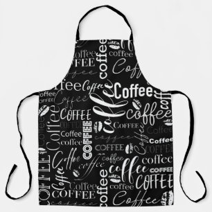 Schwarz-Weiß-Typografie - Kaffeedesign Schürze