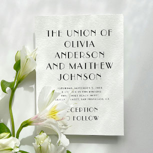 Schwarz-Weiß-Typografie minimalistische Hochzeit Einladung