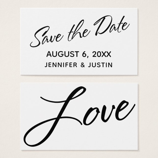 Schwarz-Weiß-Typografie Save the Date einfügen (Vorne & Hinten)