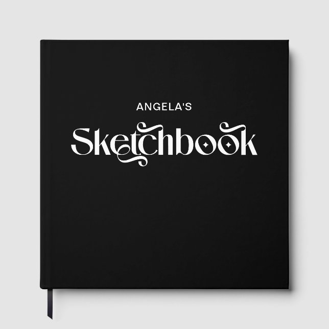 Schwarz-Weiß-Typografie-Sketch Gästebuch (Vorderseite)