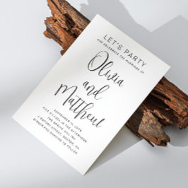 Schwarz-Weiß-Typografie-Skript Hochzeit + QR Einladung