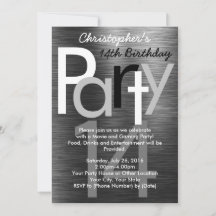 Schwarz-Weiß-Typografie Teen Boy Birthday Party