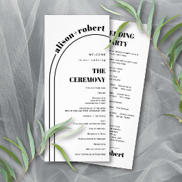 Schwarz-Weiß-Typografie und Bogenhochzeit Werbekarte