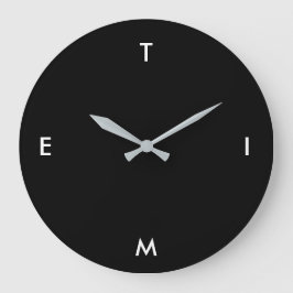 Schwarz-Weiß-Typografie Zeit Feuchtlicher Minimali Große Wanduhr