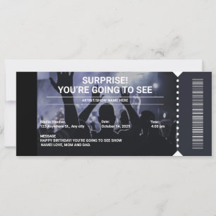 Schwarz-Weiß-Überraschungskonzert-Ticket-Geschenk Einladung